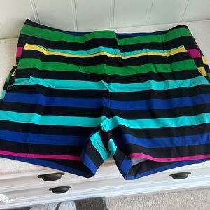 New York & Company High Waist Green and Blue Shorts Elastic Waist